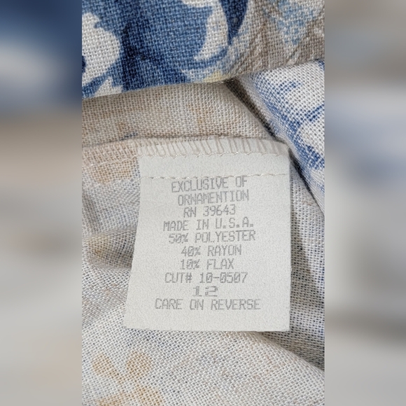 Vintage 80's Oversized Blazer Women's 12 Cream Blue & Yellow Floral Lightweight - Picture 11 of 12